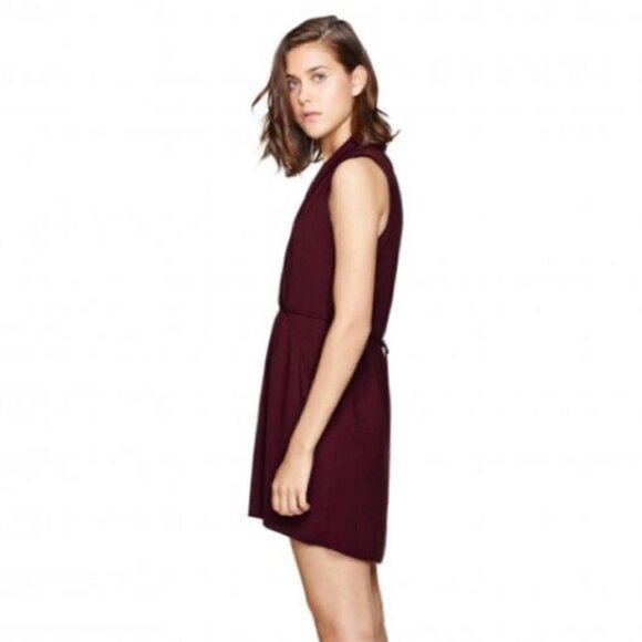 Aritzia WILFRED Burgundy Red Draped Neckline Sabine Mini Dress Size XXS - Picture 10 of 16
